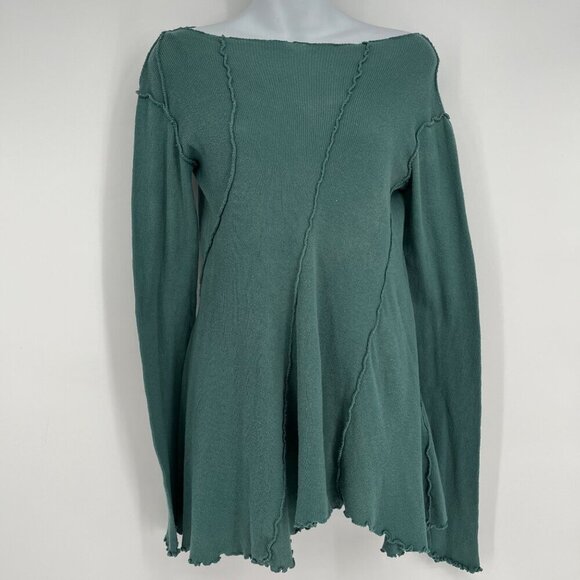 We The Free Teal Long Sleeve Asymmetrical‎ Hem Top - Picture 4 of 9